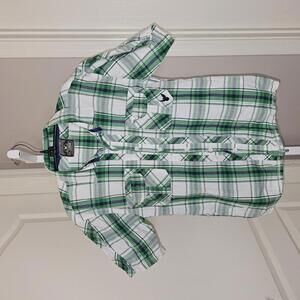 Company 81 Boys Green and White Plaid Casual Shirt Large